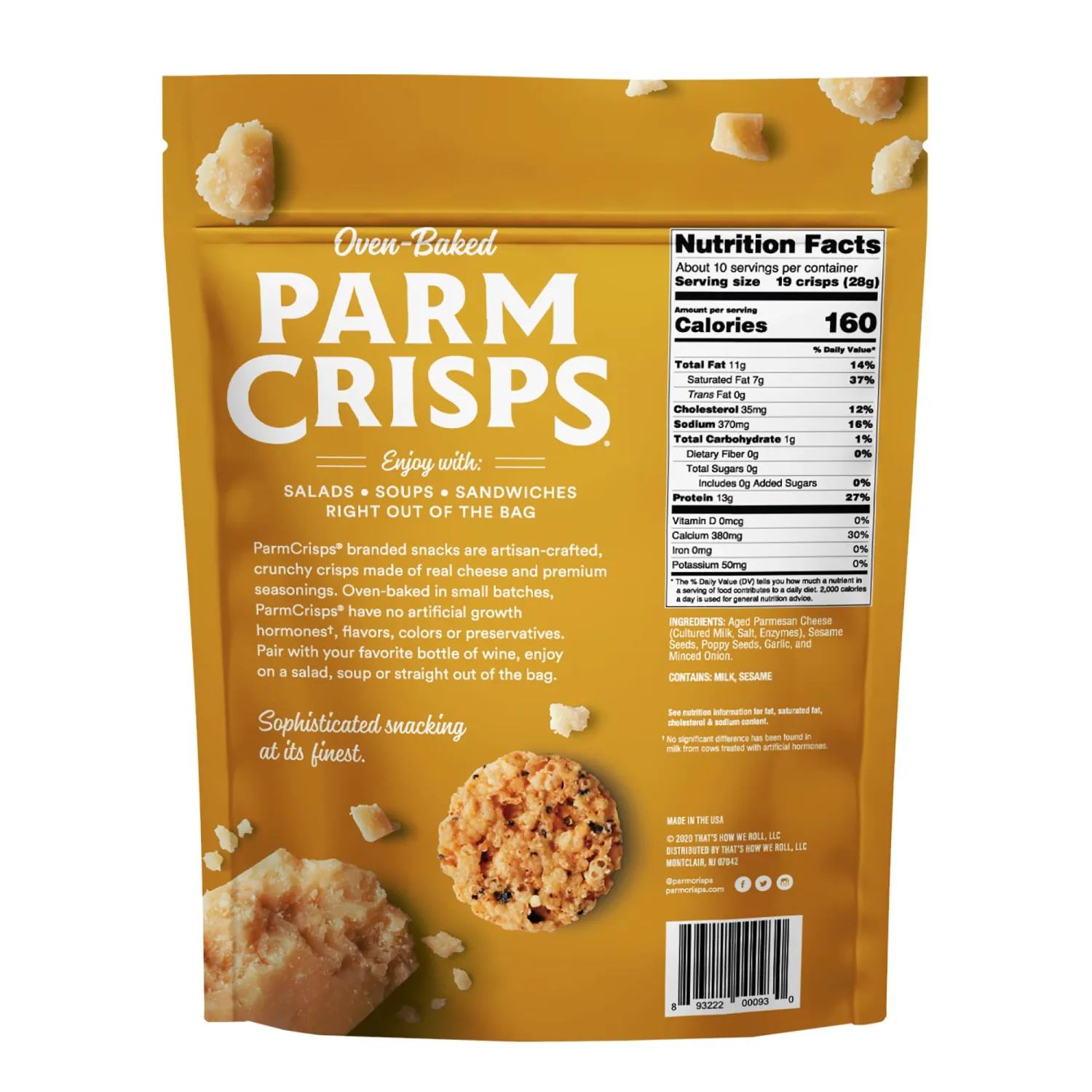 Parmcrisps Oven-Baked Everything Cheese Snack, 9.5 oz