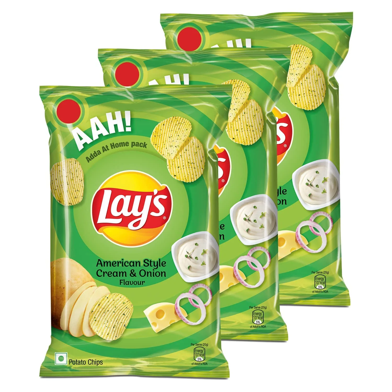 Lay's American Cream Onion Indian Chips Pack of 3