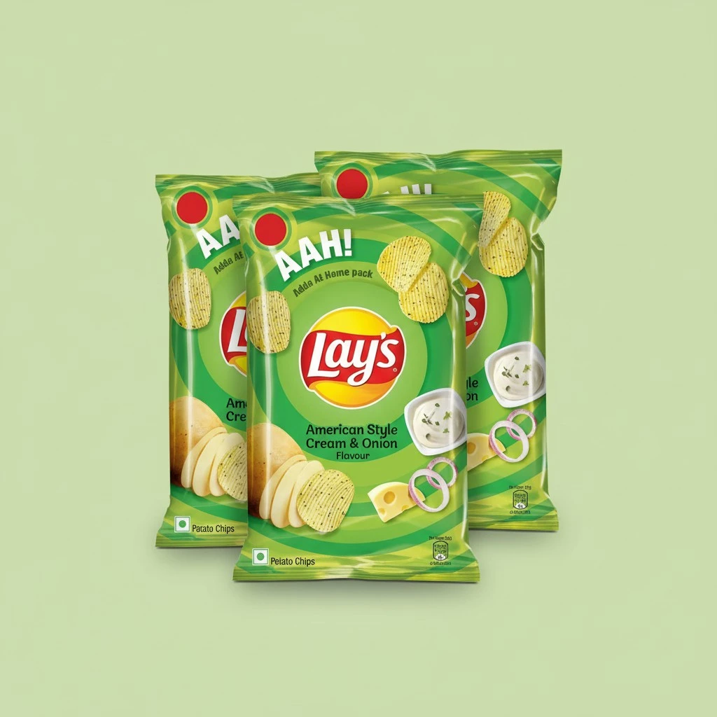 Lay's American Cream Onion Indian Chips Pack of 3