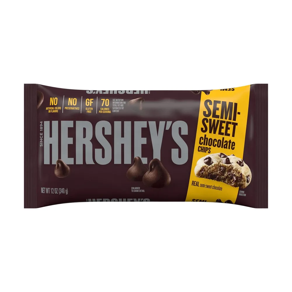 HERSHEY'S Semi Sweet Chocolate Baking Chips, Gluten Free, 12 oz Bag