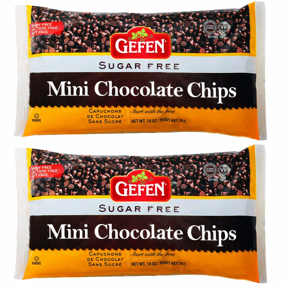 Gefen Mini Chocolate Chips, Sugar Free, 10oz (2 Pack) Dairy Free, Nut Free, Lactose Free