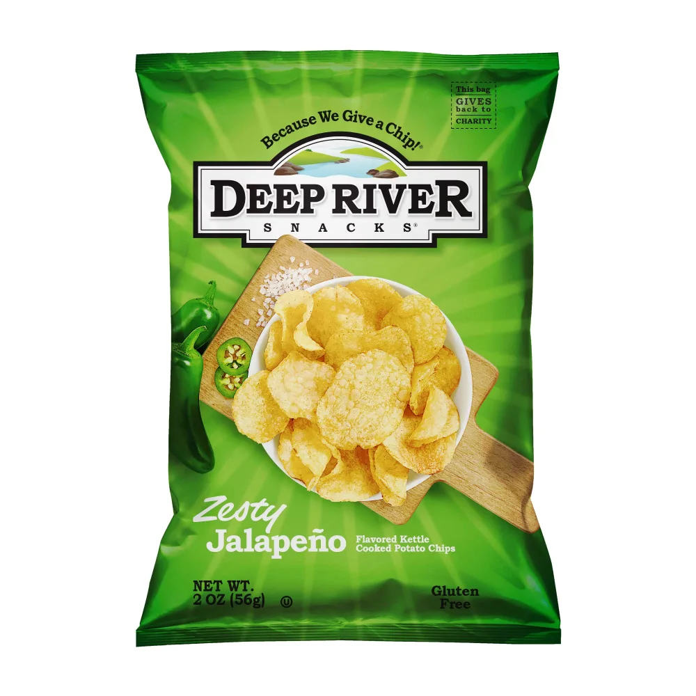 Deep River Snacks Zesty Jalapeno Kettle Cooked Potato Chips, 2-Ounce (Pack of 24)