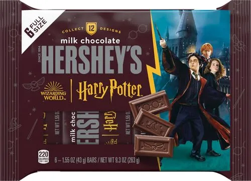 HERSHEY'S Milk Chocolate Harry Potter, Halloween Candy Bars, 1.55 Oz (6 Count)