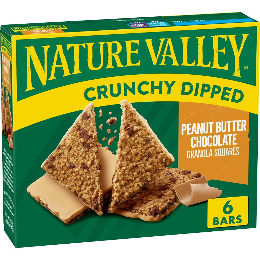 Nature Valley Crunchy Dipped Granola Squares, Peanut Butter Chocolate, 6 Count, 4.68 OZ