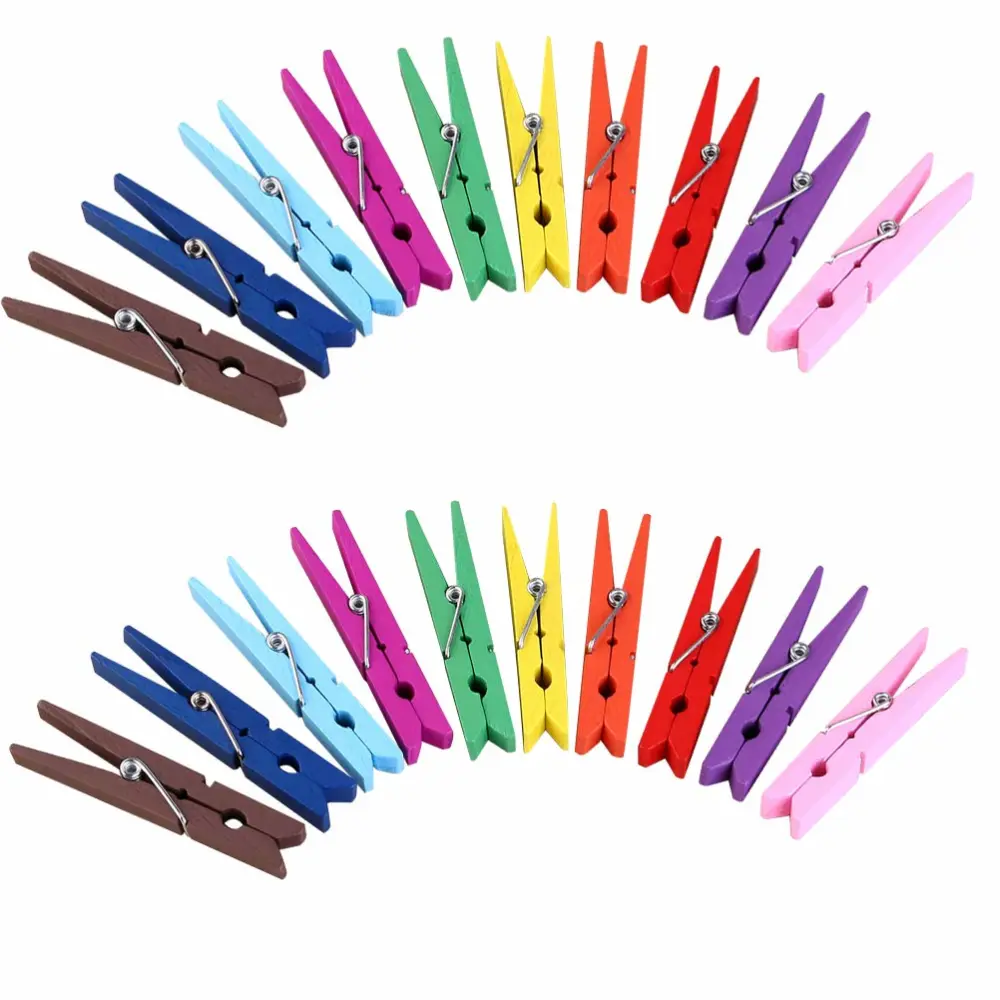 Clothes Pins for Crafts 40pcs Color Wooden Clothespins Durable Clothes Pegs Pins,Colorful Photo Clip for Photos Pictures Crafts,2.9 Inch (Random Color)