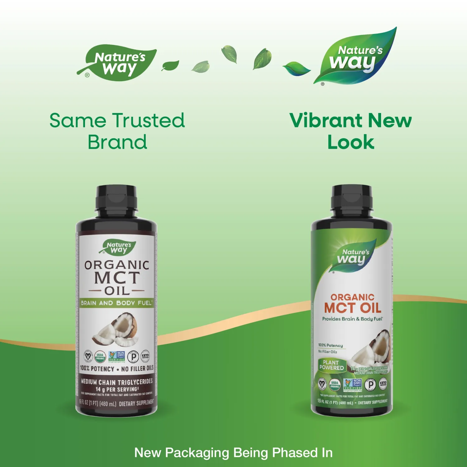 Nature's Way Organic MCT Oil, Brain and Body Fuel from Coconuts*; Keto and Paleo Certified, Organic, Gluten Free, Non-GMO Project Verified, 16 Fl Oz (Packaging May Vary)