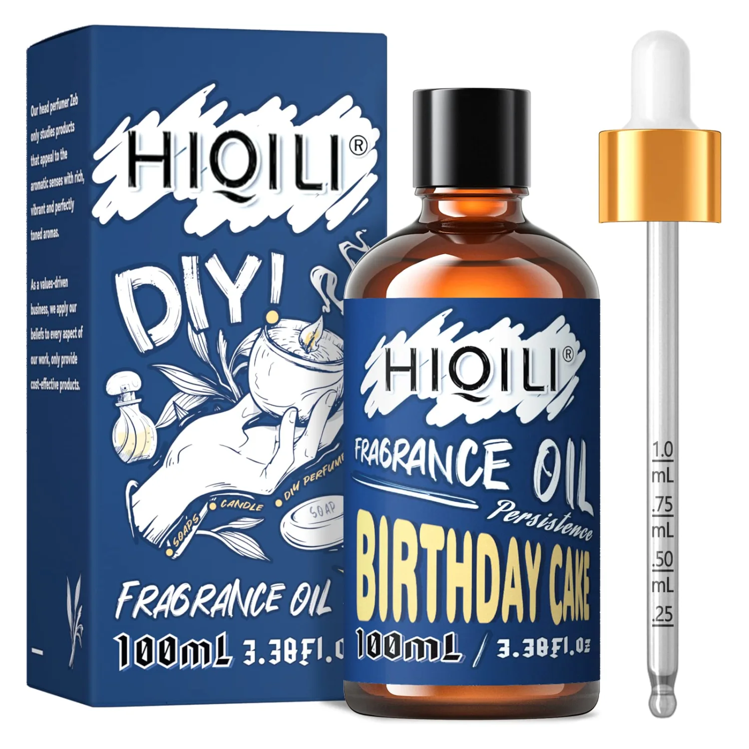 HIQILI Birthday Cake Essential Oil - Sweet Fragrance Oil for Diffuser, Candle Soap Lotion Perfume Making, 3.38 Fl Oz