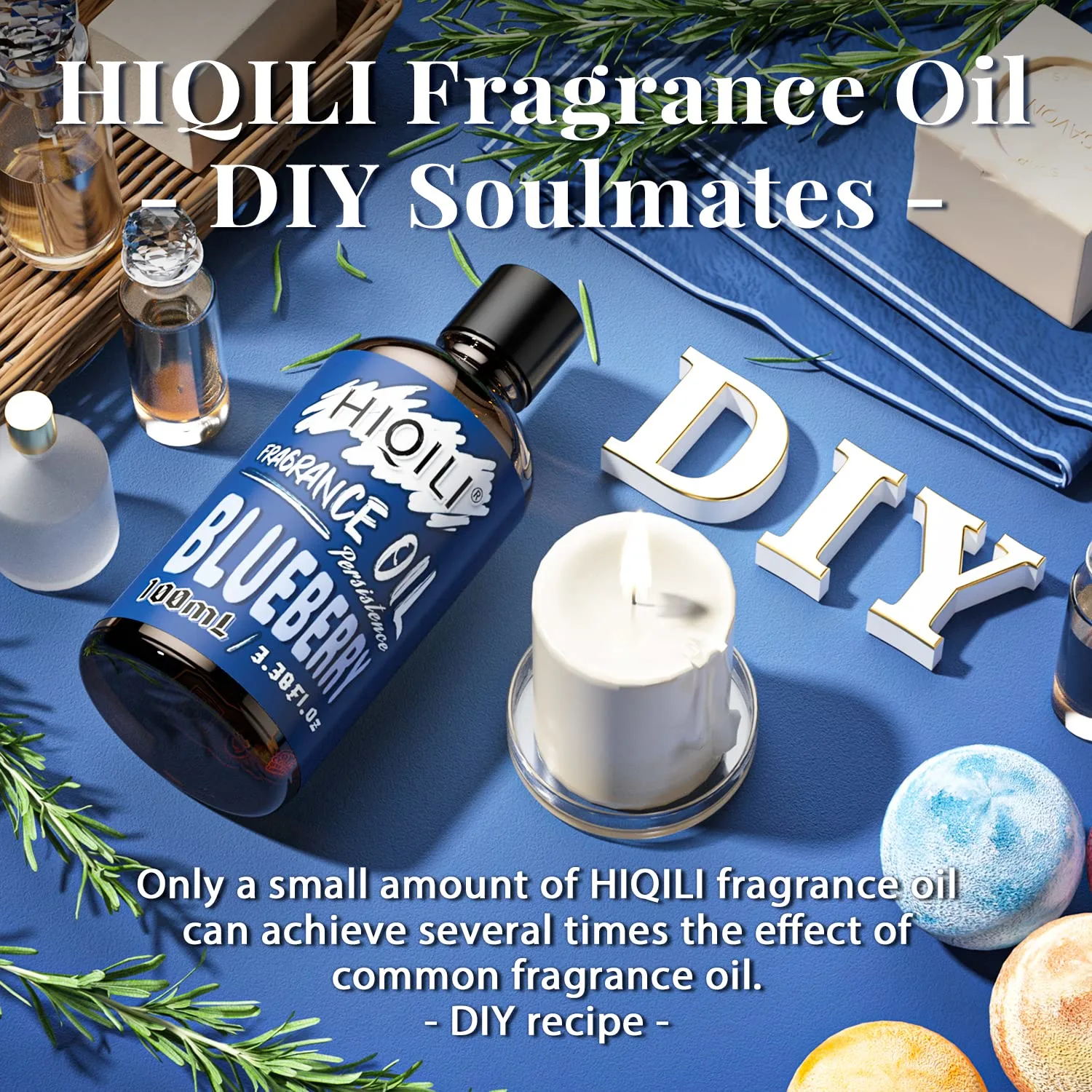 HIQILI Blueberry Essential Oil - Premium Fruit Fragrance Oil for Candle Making, Diffuser, Perfume, DIY, 3.38 Fl Oz Halloween Thanksgiving