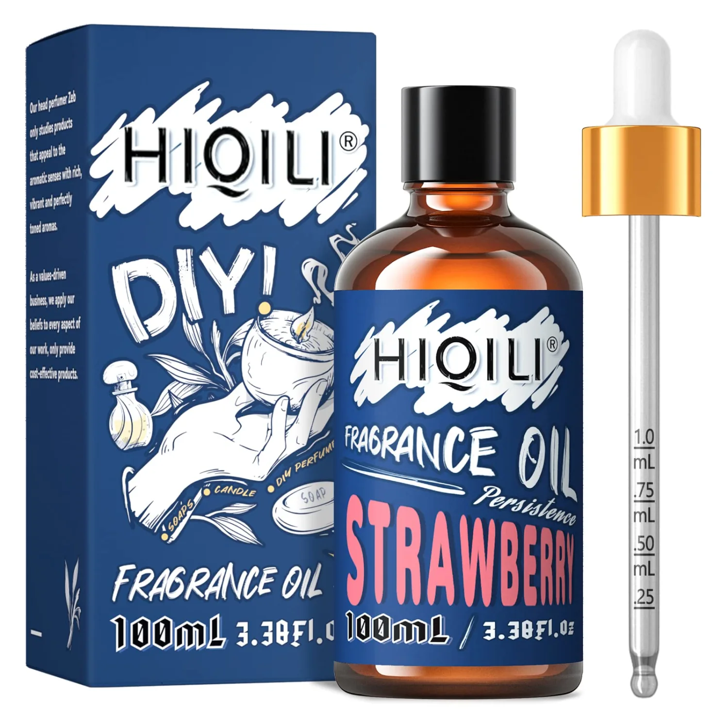 HIQILI Strawberry Fragrance Oil 100ml, Essential Oil for Diffuser Car Freshies Warmers, Permium Candle Scented Oil for Candles Making Soap Slime