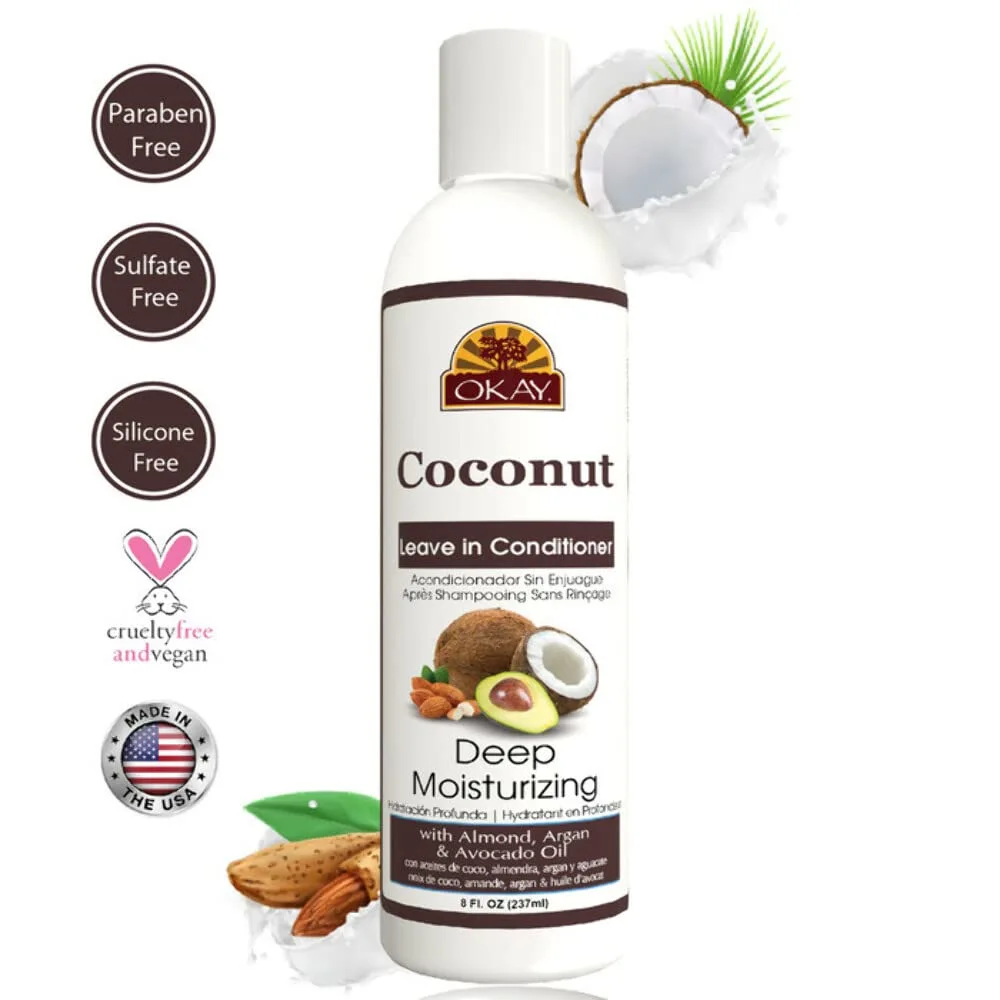 OKAY COCONUT OIL DEEP MOISTURIZING LEAVE-IN CONDITIONER 8oz / 237ml (12/cs)