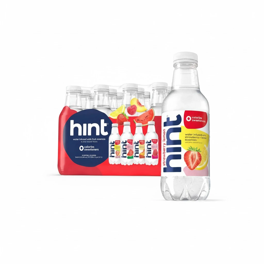 Hint Water Red Variety Pack, 3 Bottles Each of: Peach, Raspberry, Watermelon, and Strawberry Lemon, Zero Calories, Zero Sugar and Zero Sweeteners, 16 Fl Oz (Pack of 12)