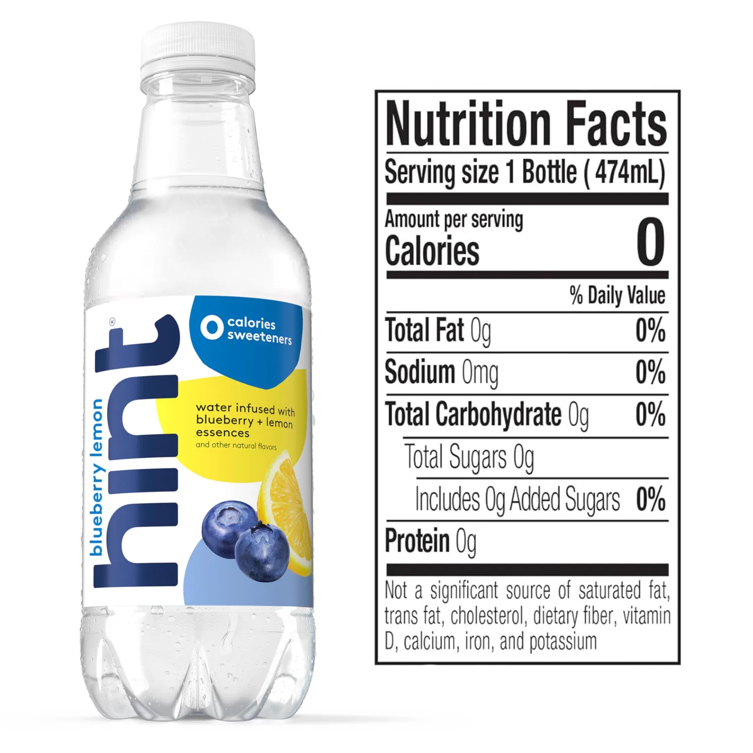 Hint Water White Variety, 3 Bottles Each of: Watermelon, Blackberry, Blueberry Lemon, and Strawberry Lemon. Flavored Water With Zero Calories, Zero Sugar, and Zero Sweeteners, 16 Fl Oz (Pack of 12)