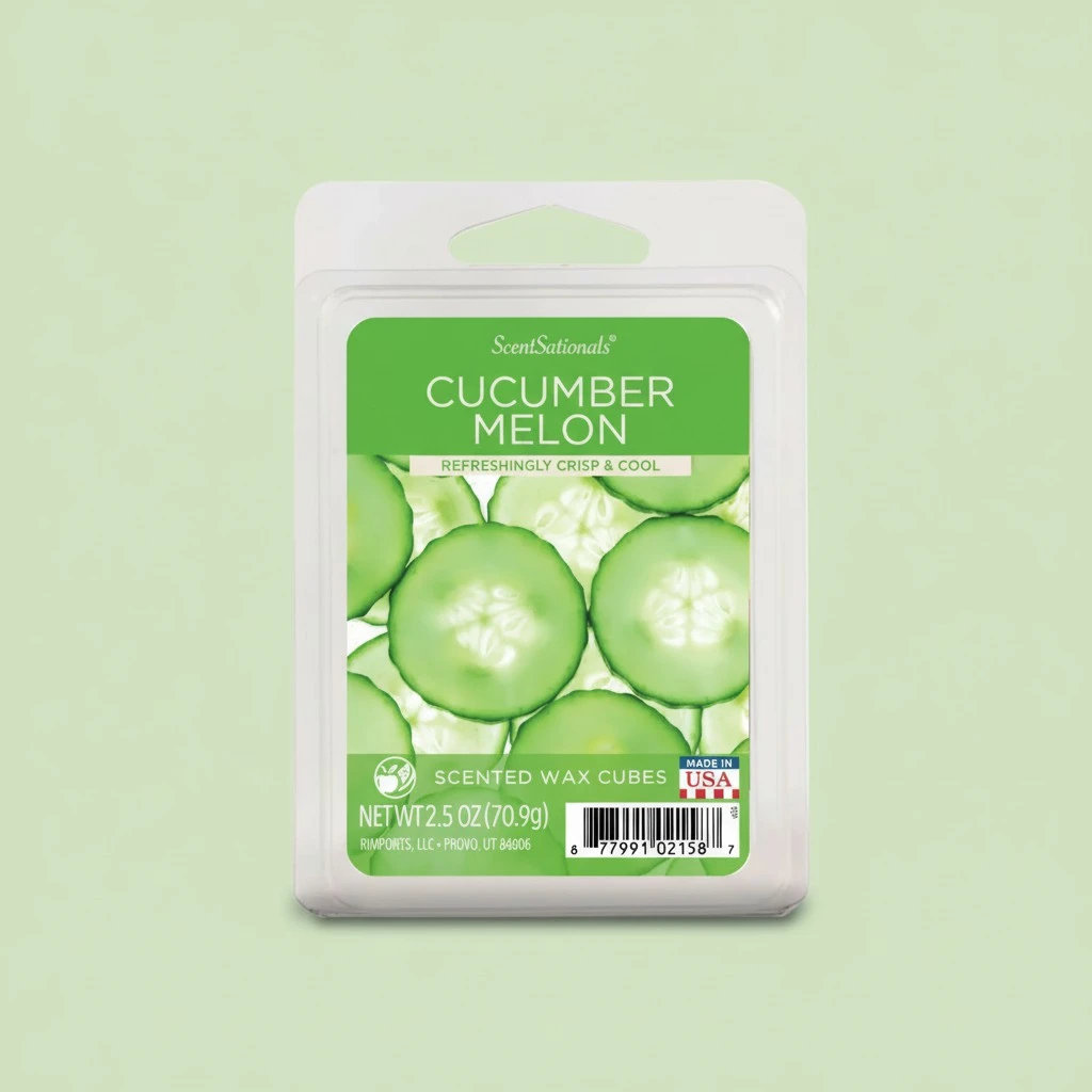 Scentsationals Scented Wax Cubes - Fragrance Wax Melts Pack, Electric Home Warmer Tart, Wickless Candle Bar Air Freshener, Spa Aroma Decor Gift - 2.5 oz (Cucumber Melon)