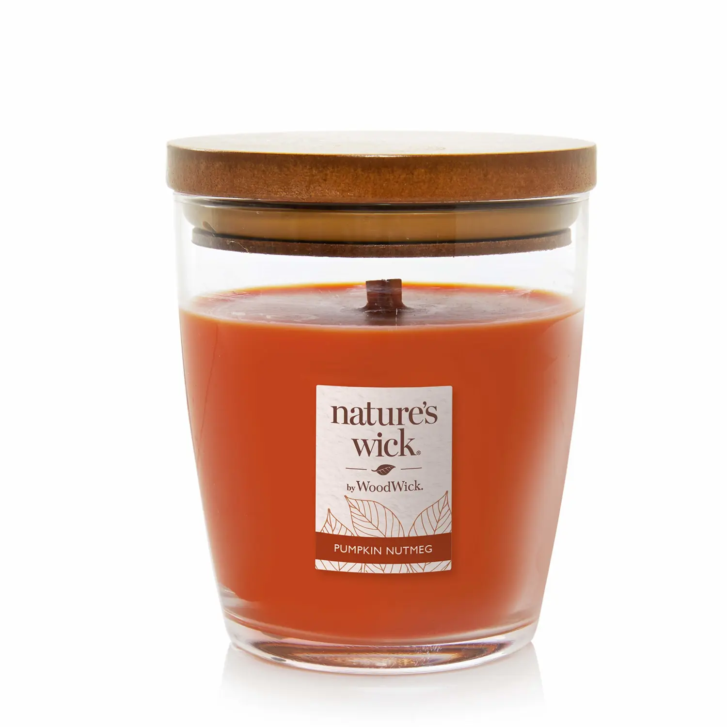 Nature's Wick Pumpkin Nutmeg Scented Candle, 10 oz., Medium, Fall/Halloween Candle with Crackling Wick, Soy Wax Blend