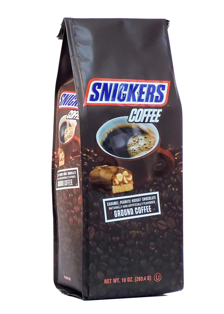 Ground Coffee, Medium Roast, Caramel Peanut Nougat Chocolate Snickers Flavored 10oz Bag