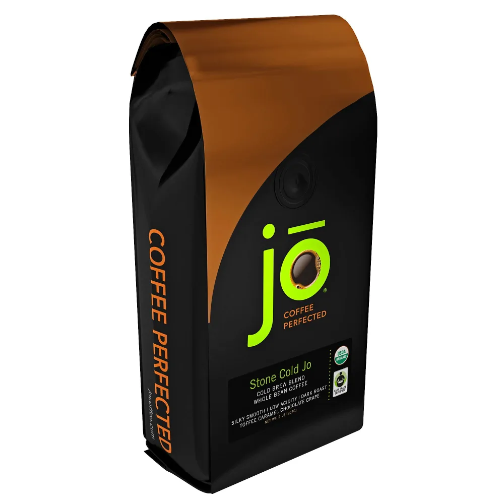 STONE COLD JO: 2 lb, Cold Brew Coffee Blend, Dark Roast, Whole Bean Organic Coffee, Low Acidity, Great Brewed Hot Too, USDA Certified Organic, Fair Trade Certified, NON-GMO (2 Pound (Pack of 1))