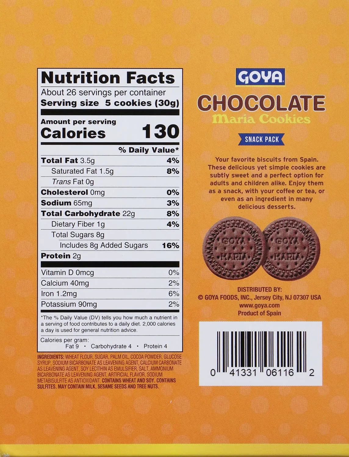 Goya Foods Chocolate Maria Cookies, 3.5 Ounce (Pack of 8)