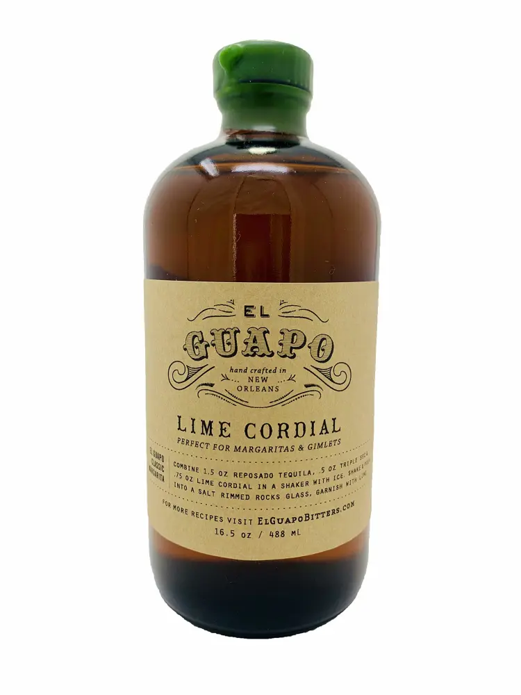 El Guapo Lime Cordial Syrup 16.5 oz - Premium Lime Flavor - Versatile Mixology Essential for Margaritas - Ethically Sourced Gluten Free - Ideal for Home Bartenders and Culinary Creators