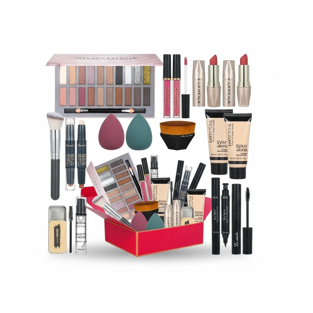 All in One Makeup Kit for Women Full Kit Includes Palette Foundation & Face Primer, Makeup Brush Makeup Sponge, Eyebrow Soap, Winged Eyeliner Stamp 20 Colors Eyeshadow Gift Set for Women, Girls & Teen