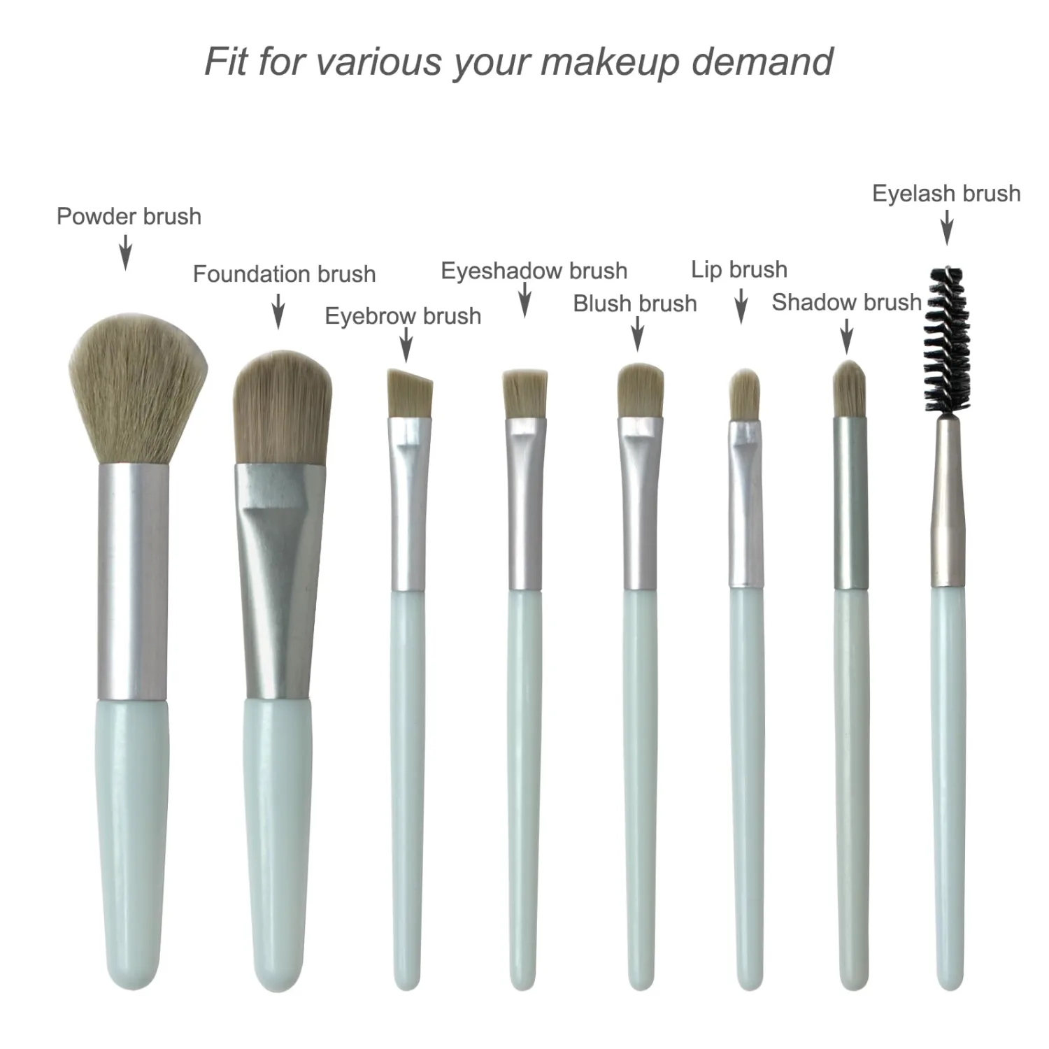 Makeup Brushes,Makeup Brush Set Mini, 8 PCS Travel Make Up Brush Kit,Cosmetic Brushes for Face Foundation Blush Eye Shadow (Green)