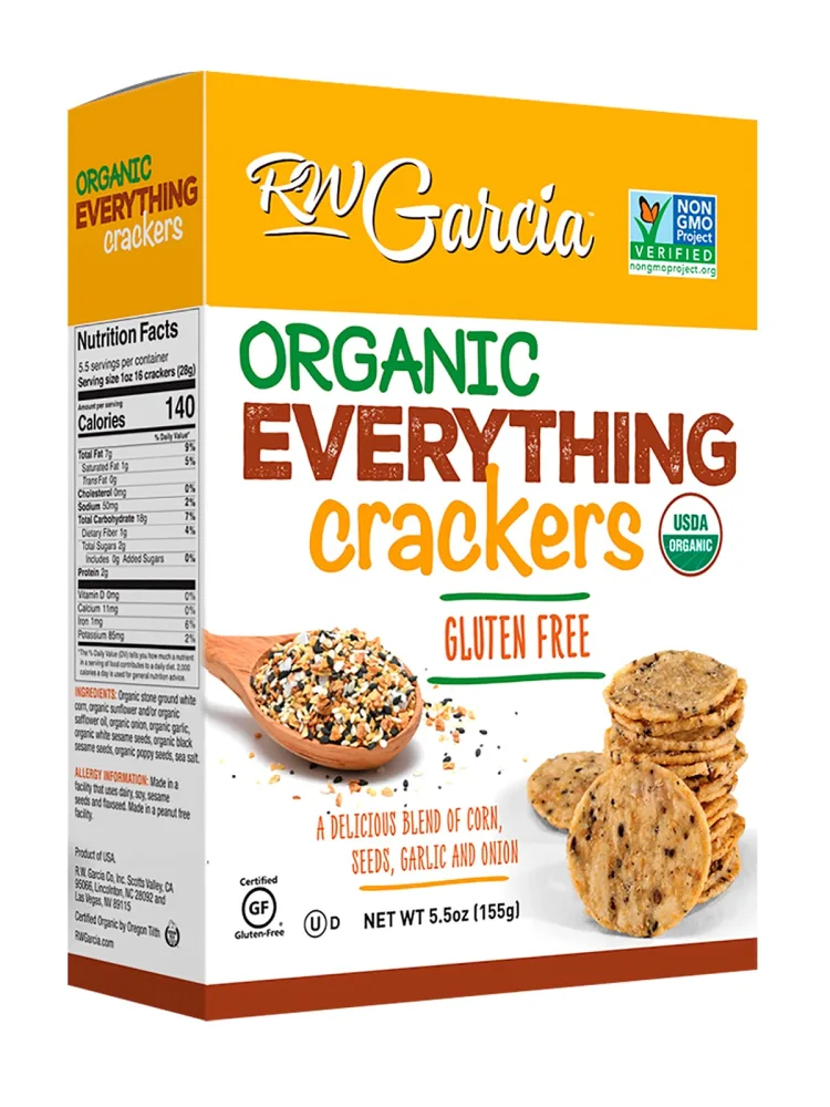 RW Garcia Organic Everything Crackers, Gluten Free, 5.5oz boxes, 6 pack