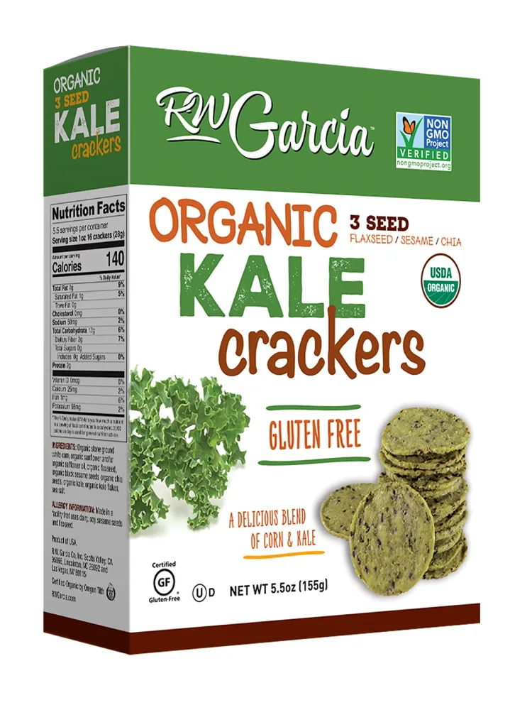 RW Garcia Organic Kale Crackers, Gluten Free, 5.5oz boxes, 6 pack