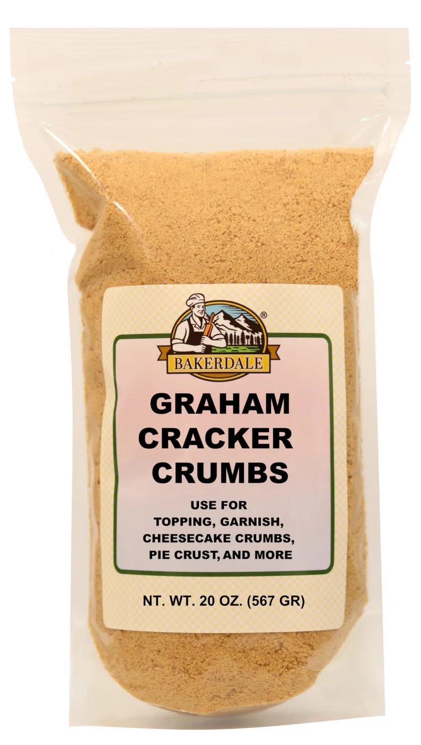 Bakerdale Graham Cracker Crumbs, 20 ounce resealable pouch