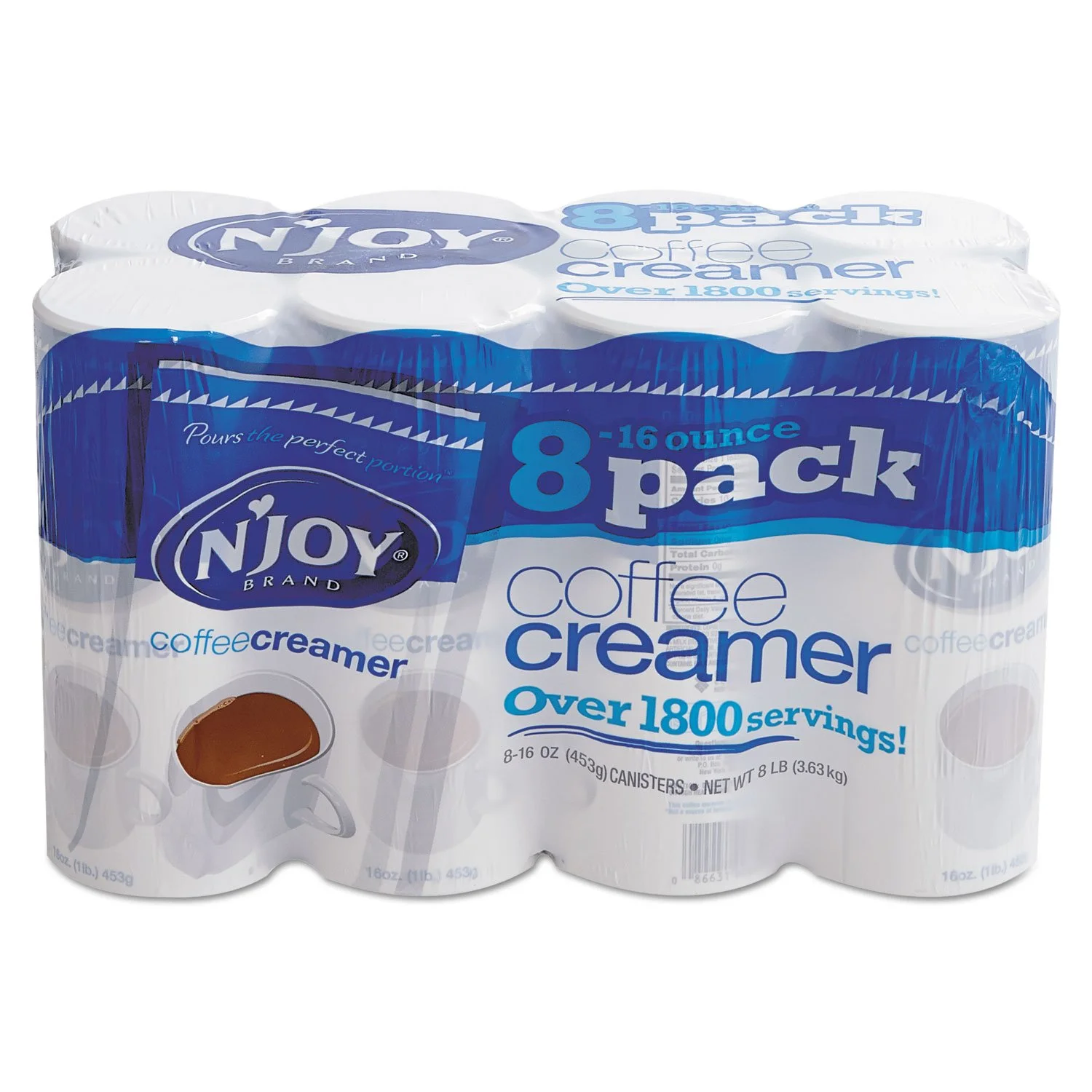 N'Joy 827783 Non-Dairy Coffee Creamer, 16 oz Canister, 8/Carton