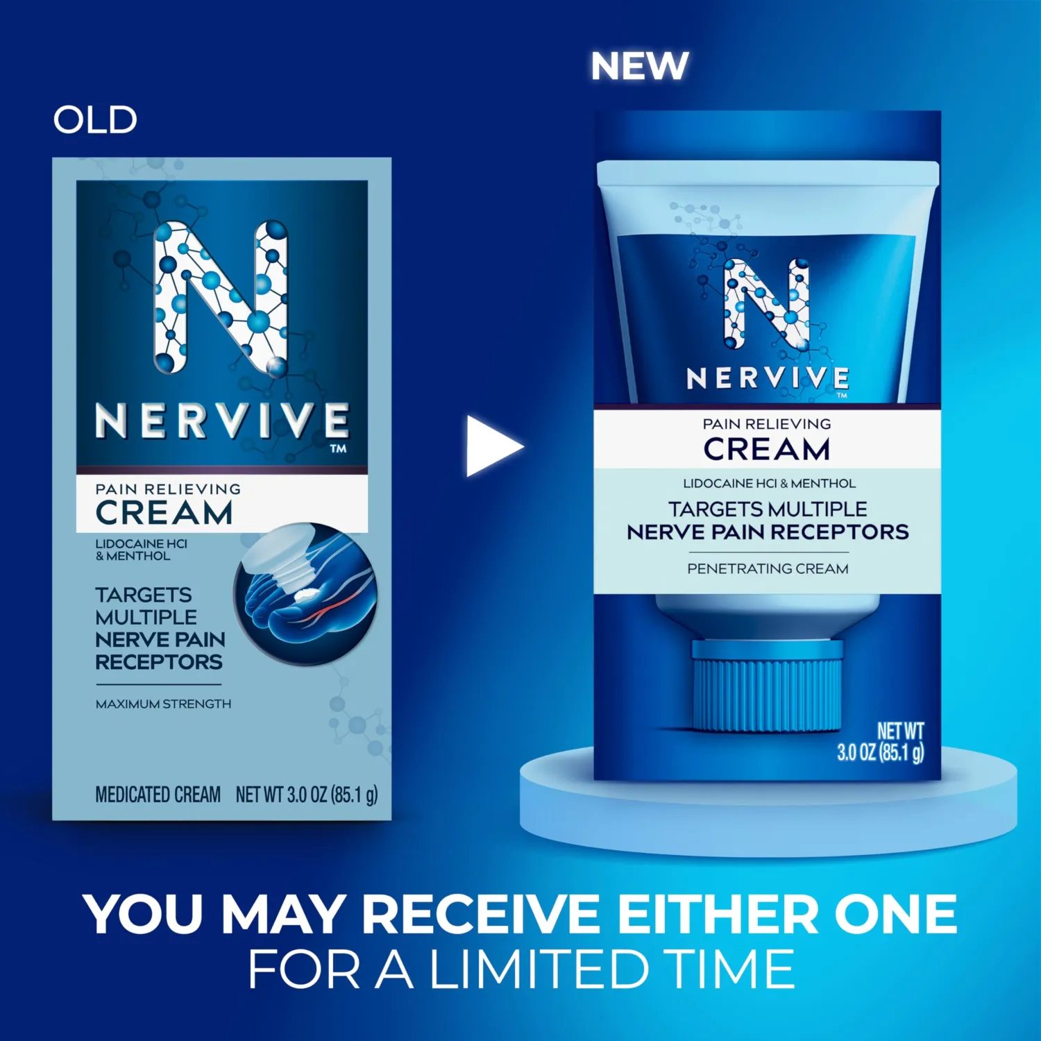 Nervive Pain Relieving Cream, Max Strength Non-Greasy Topical Pain Reliever with Lidocaine and Menthol for Toes, Feet, Fingers, Hands, Legs & Arms, 3.0oz