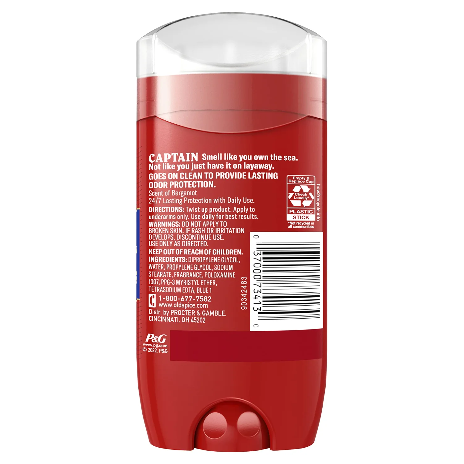 Old Spice Red Collection Deodorant for Men, Captain Scent, 3 ct, 3oz each, 9oz total