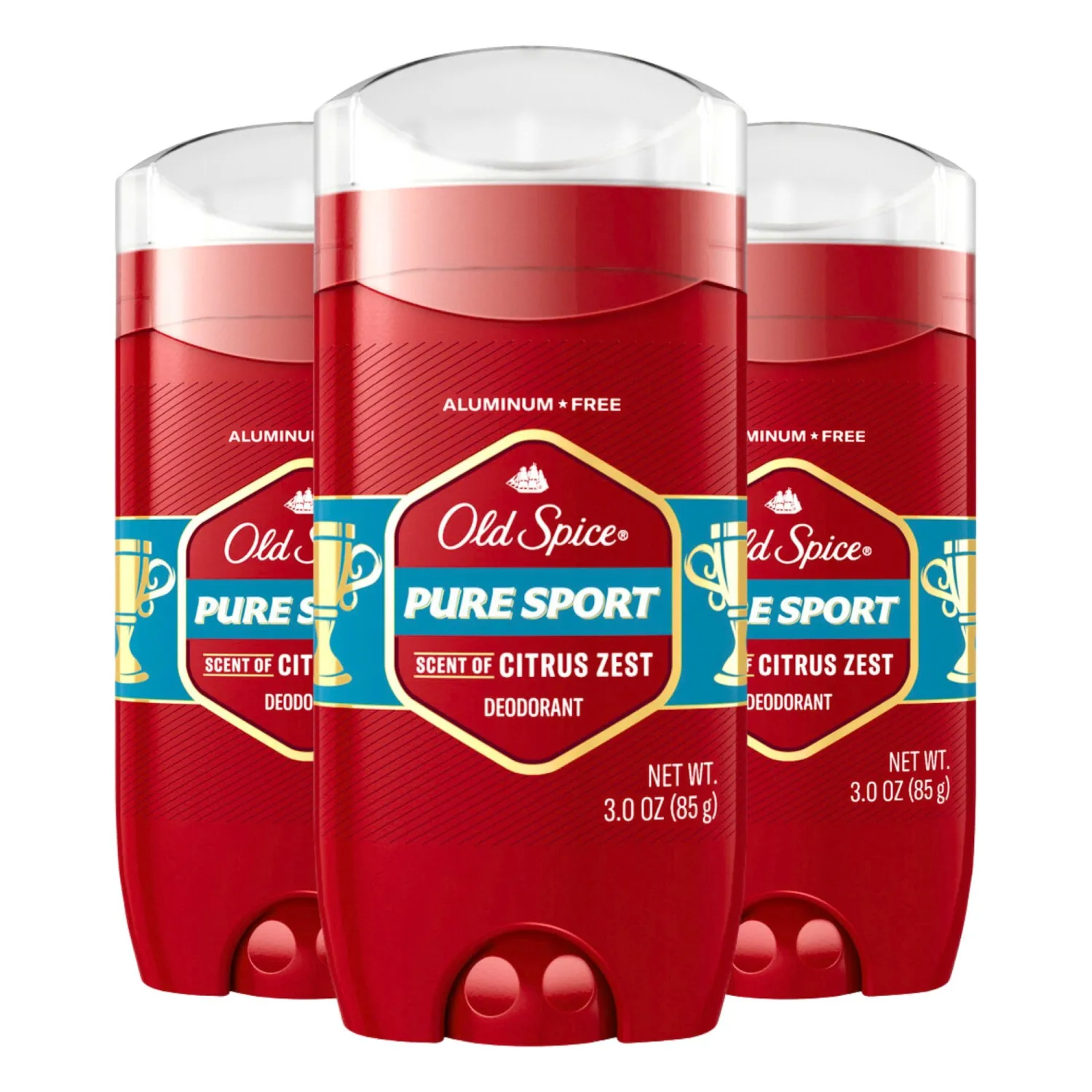 Old Spice Red Collection Deodorant for Men, Aluminum Free, Pure Sport Scent, 3.0 oz (Pack of 3)