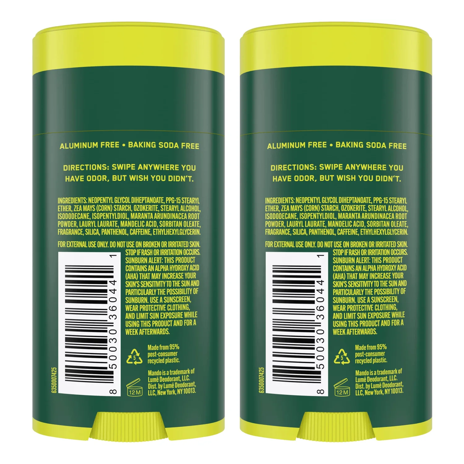 Mando Whole Body Deodorant For Men - Smooth Solid Stick - 72 Hour Odor Control - Aluminum Free, Baking Soda Free, Skin Safe - 2.6 ounce (Pack of 2) - Mt Fuji