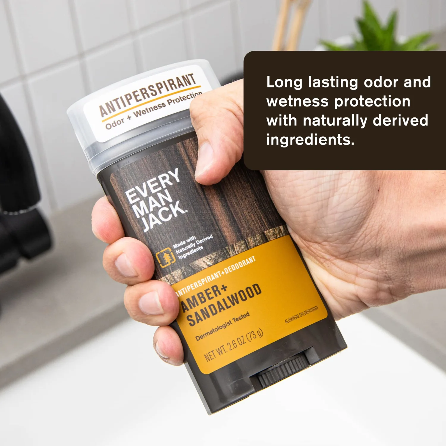 Every Man Jack Men's Amber + Sandalwood Body Deodorant Stick, 2.6 oz - 2 Pack