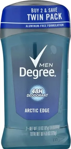 Degree Men Original Deodorant 48-Hour Odor Protection Arctic Edge Deodorant For Men 3 oz, Twin Pack