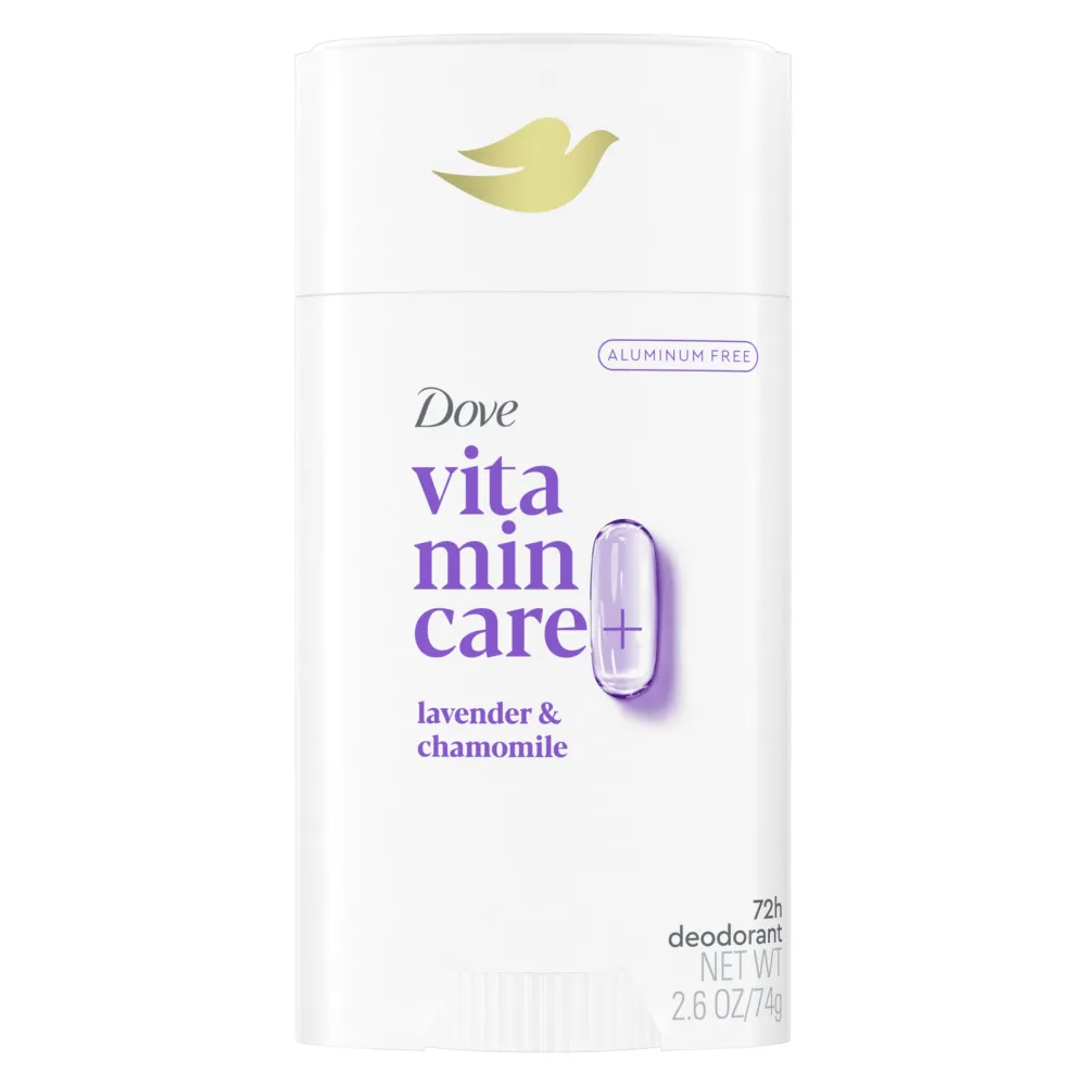 Dove VitaminCare+ Aluminum Free Deodorant Stick Lavender & Chamomile for 72H Odor Protection, Breathable Deodorant for Women 2.6 oz