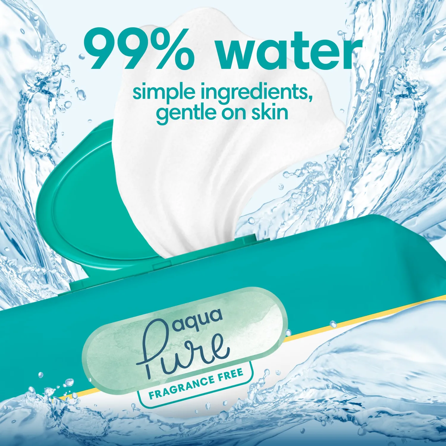 Pampers Baby Wipes Aqua Pure, 99% water-based wipes, Hypoallergenic and Unscented Baby Wipes, 112 Wipes Total (2 Flip-Top Packs)