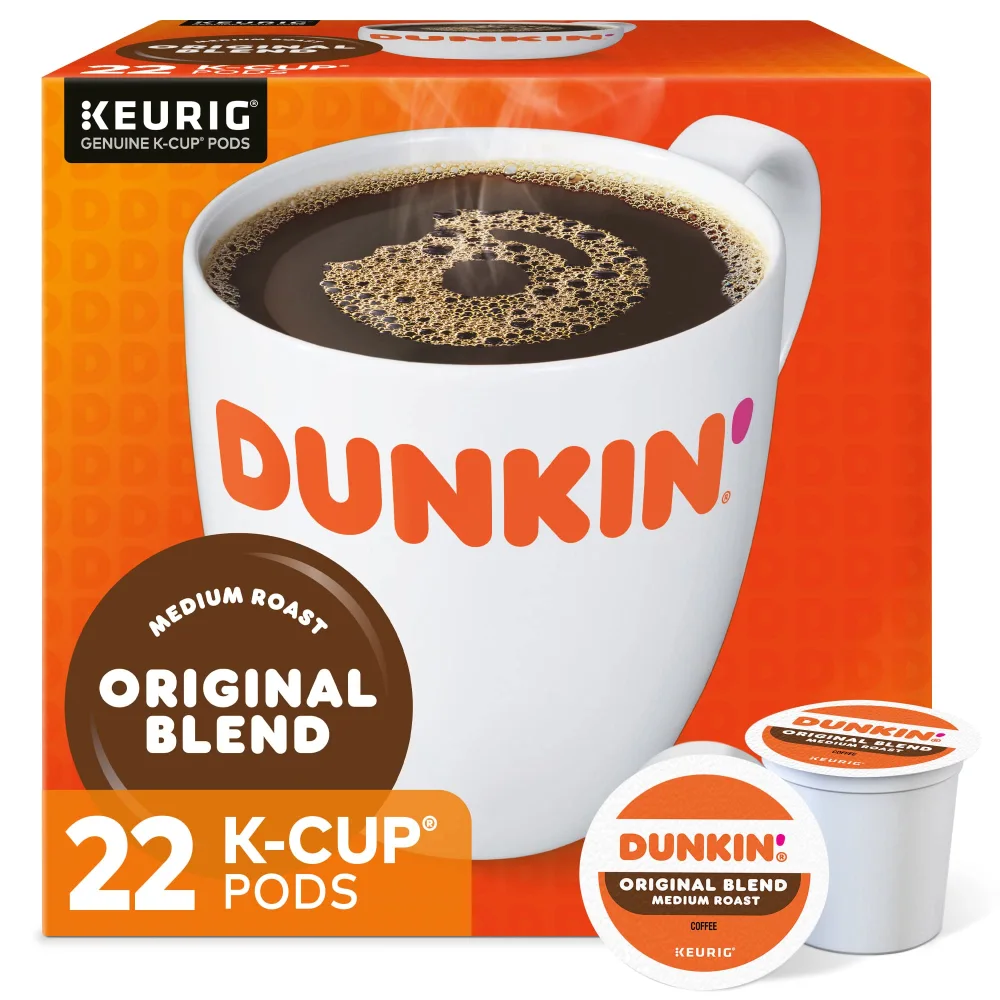 Dunkin Donuts K-Cup Pods, Original Blend, 22/box