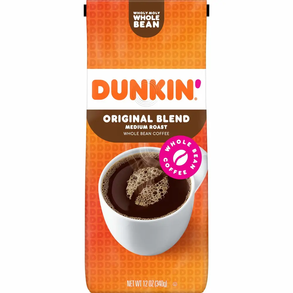 Dunkin' Original Blend Medium Roast Whole Bean Coffee, 12 Ounces (Pack of 6)