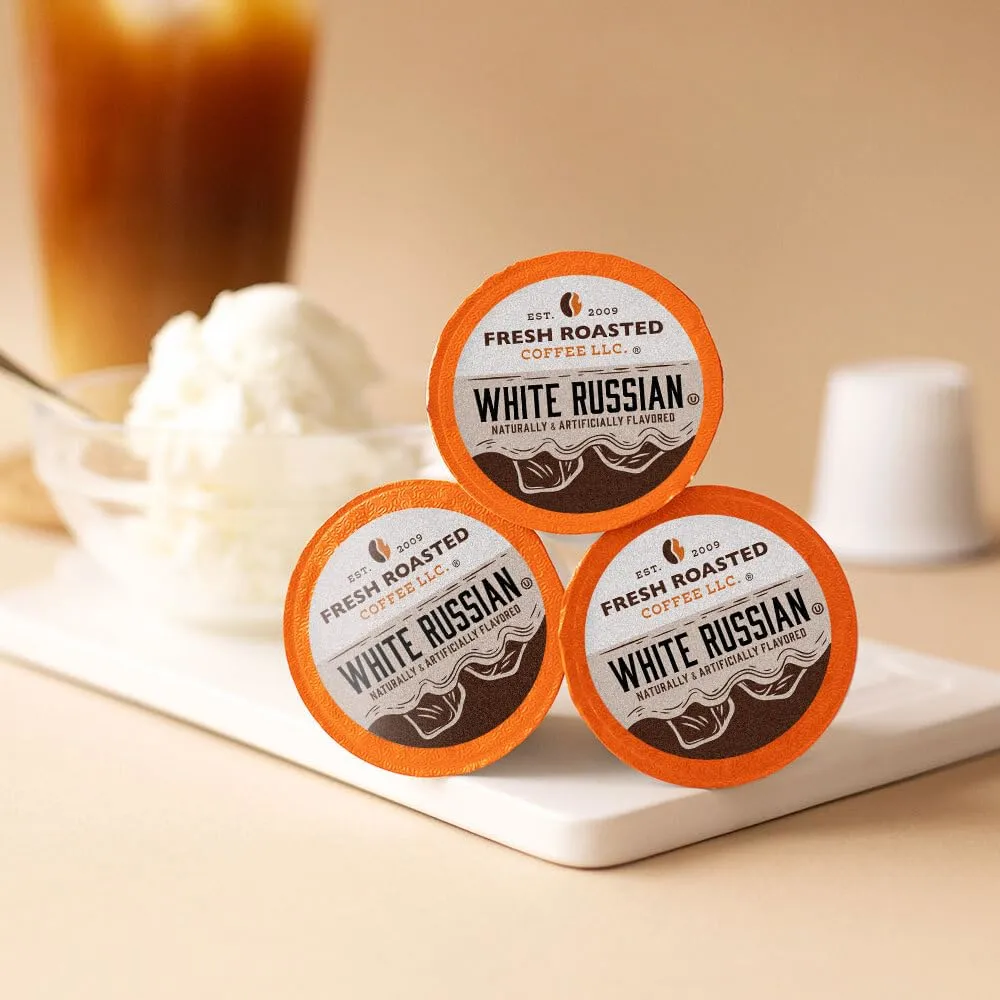 Fresh Roasted Coffee,White Russian, Flavored Coffee Pods, K-Cup Compatible, 24 Count,1 Count (Pack of 24)
