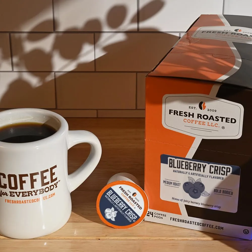 Fresh Roasted Coffee, Blueberry Crisp, Flavored Coffee Pods, 24 Count