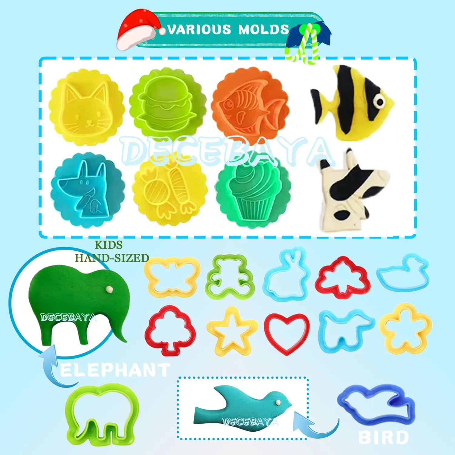 Dough Tools Play for Kids- Toy Accessories Include Stamps Cutter Scissor Roller Extruder Molds and Storage Box Party Favors Set for Age 2-8