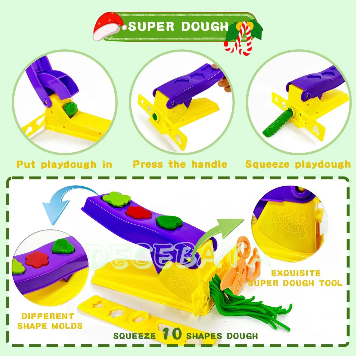 Dough Play Tools for Kids- Dough Sets Accessories Include Animal Molds Stamps Cutter Scissor Rolling Pin Extruder and Storage Box, Party Favors Toys for Kid Age 2-8
