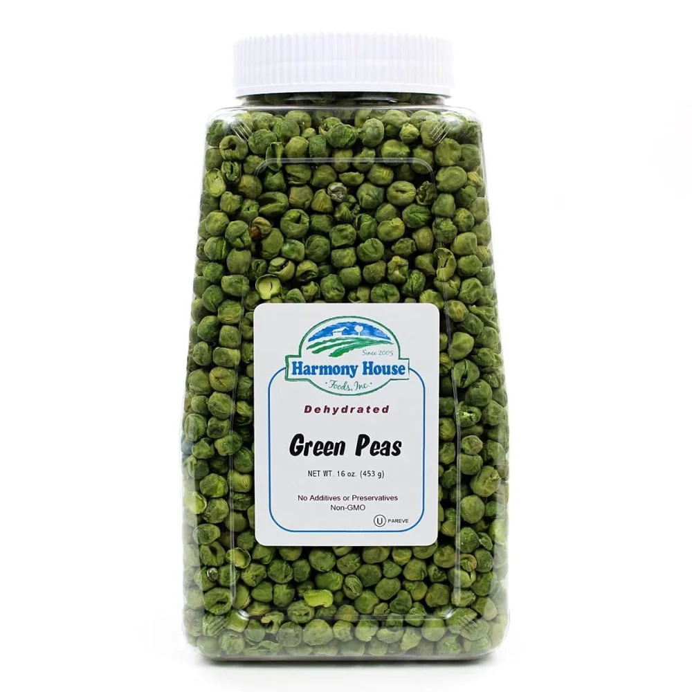 Harmony House Foods Dried Peas, whole (16 oz, Quart Size Jar) for Cooking, Camping, Emergency Supply, and More