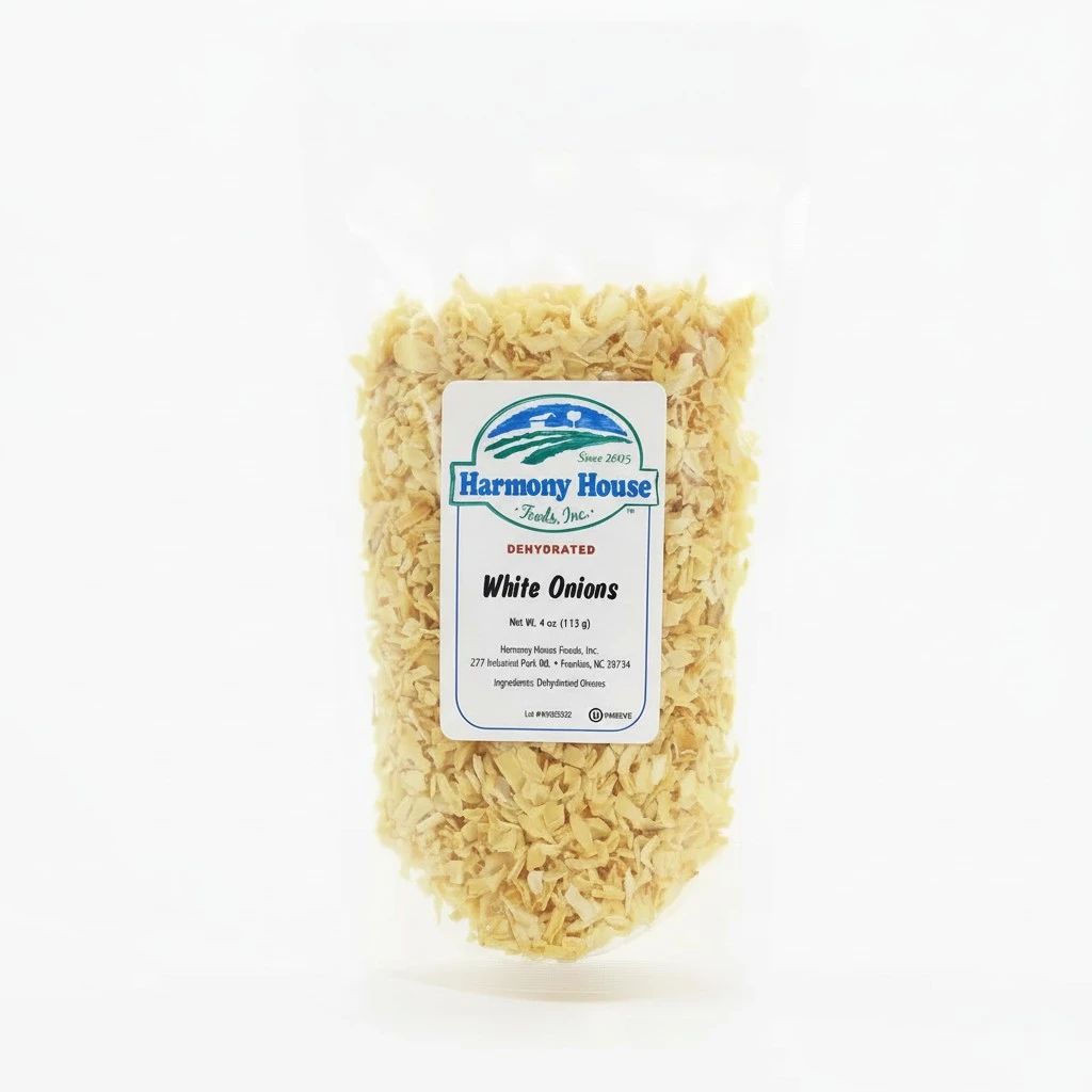 Harmony House Dried Onions, Chopped – Dehydrated Vegetables For Cooking, Camping, Emergency Supply and More (4 oz, Zip Pouch)