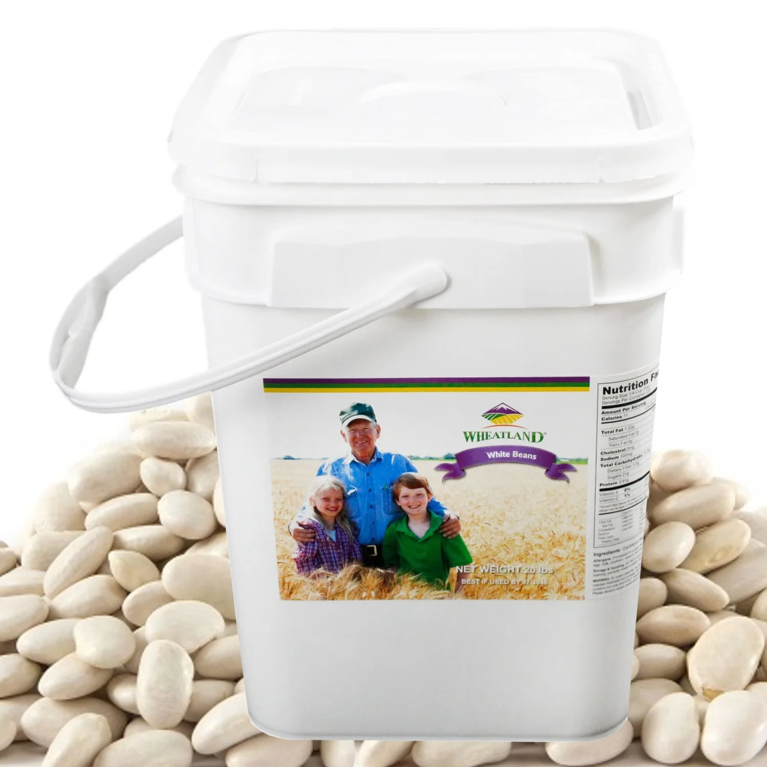 Wheatland™ White Beans • Premium Packaging • Mylar, Oxygen Absorber & Bucket Provide 25 Year Shelf Life • Lab-tested ISO 17025 Verified Chemical-Free • Never Irradiated, No Desiccants and Non GMO • High Trust Seller • Emergency Food Storage • 40 Year Legacy of Prepping