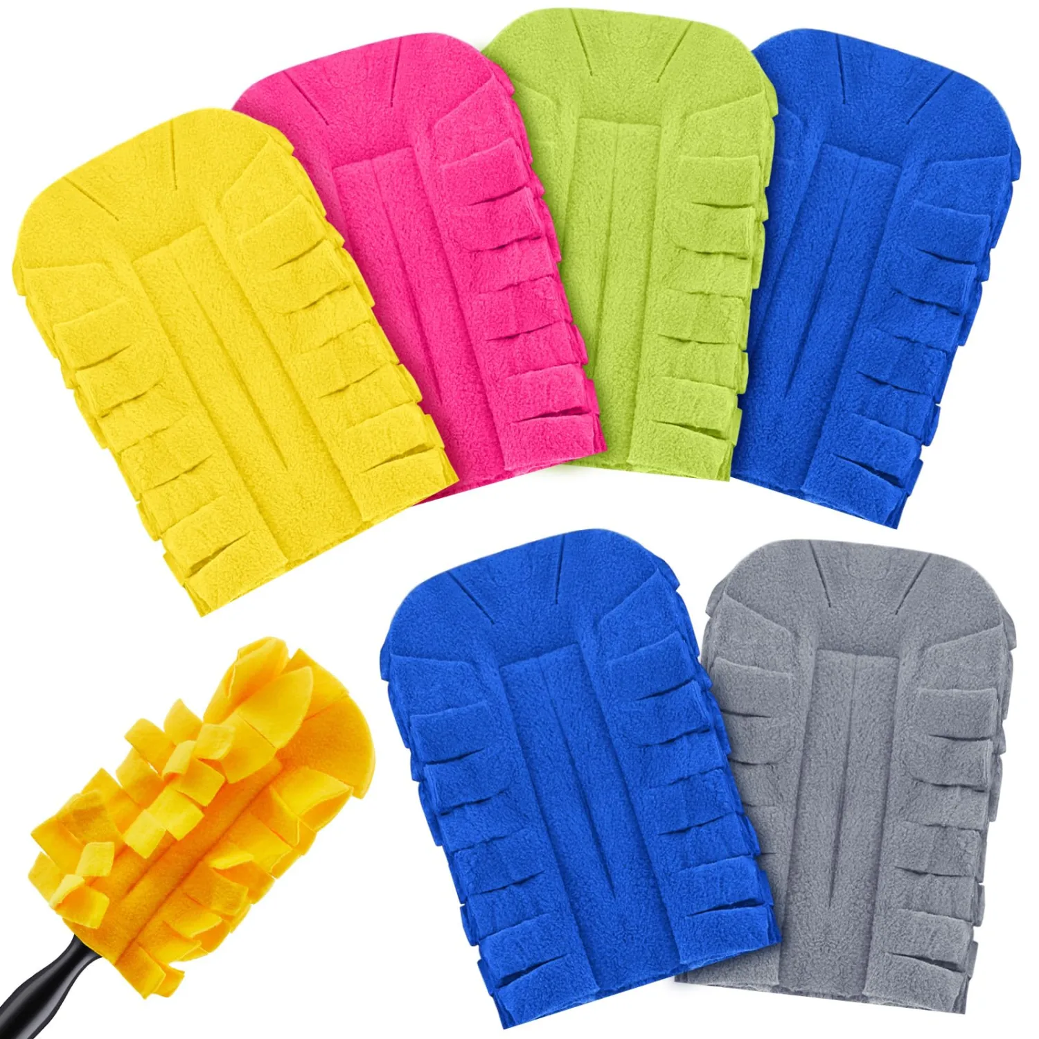 Zubebe 6 Pcs Duster Refill Fleece Refills Hand Dusters Cleaning Reusable Pads Washable for Cleaning Ceiling Fan Hardwoods Window Kitchen Floor, Rainbow Colors (Bright Color)