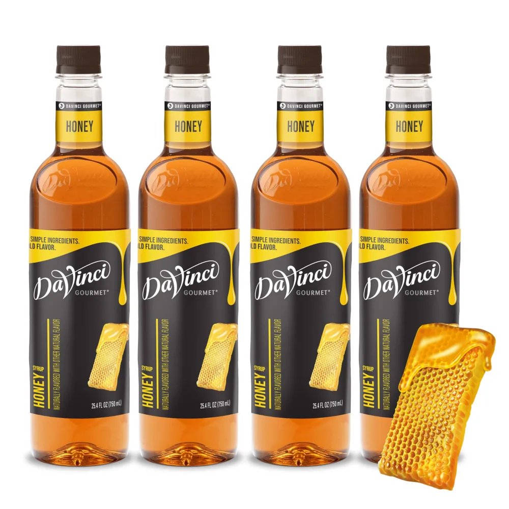 DaVinci Gourmet Honey Syrup, 25.4 Fluid Ounces (Pack of 4)