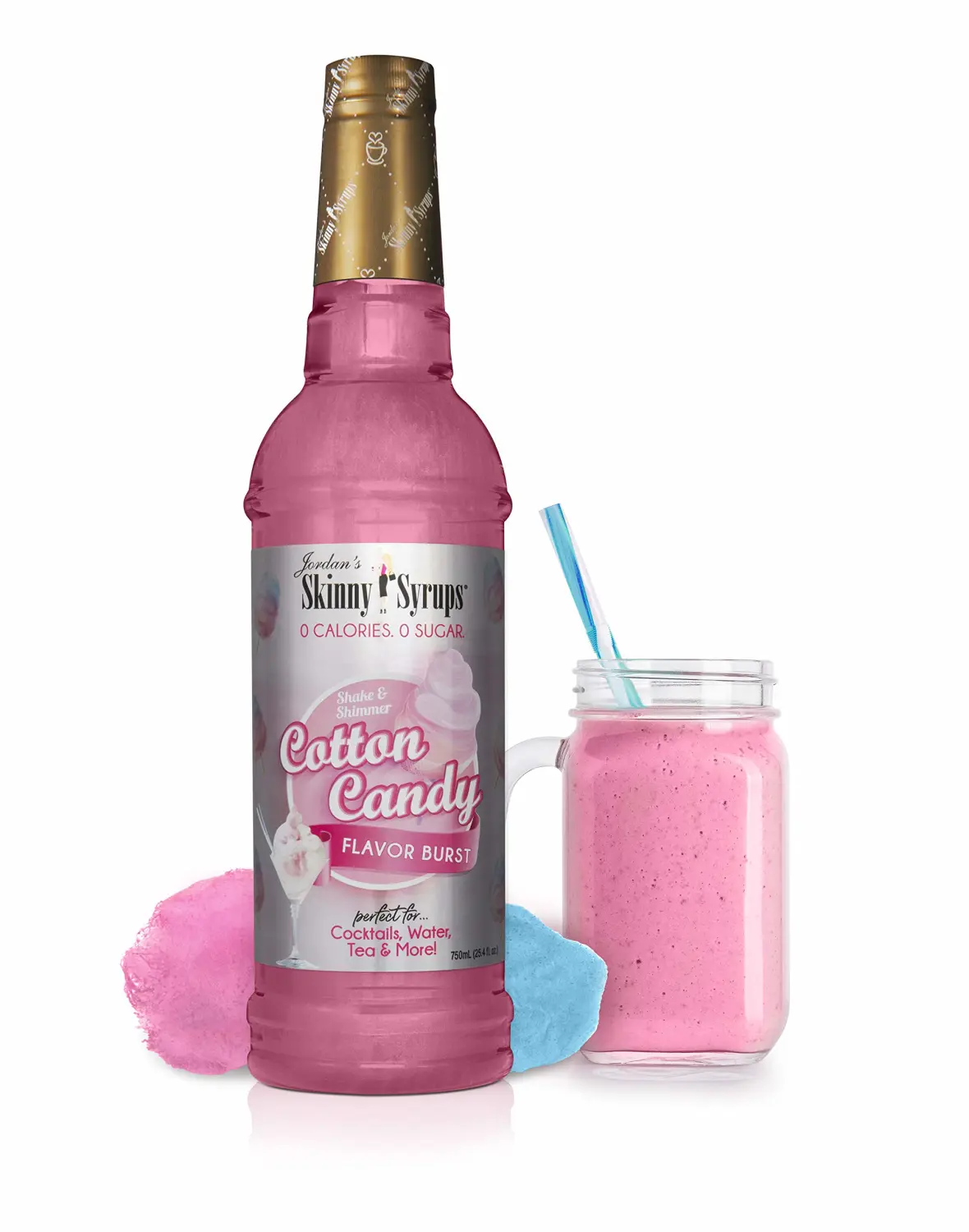 Jordan's Skinny Syrups Sugar Free Flavor Infusion Syrup - Cotton Candy - 0 Calories 0 Sugar 0 Carbs - Gluten Free, Keto Friendly, Made in the USA
