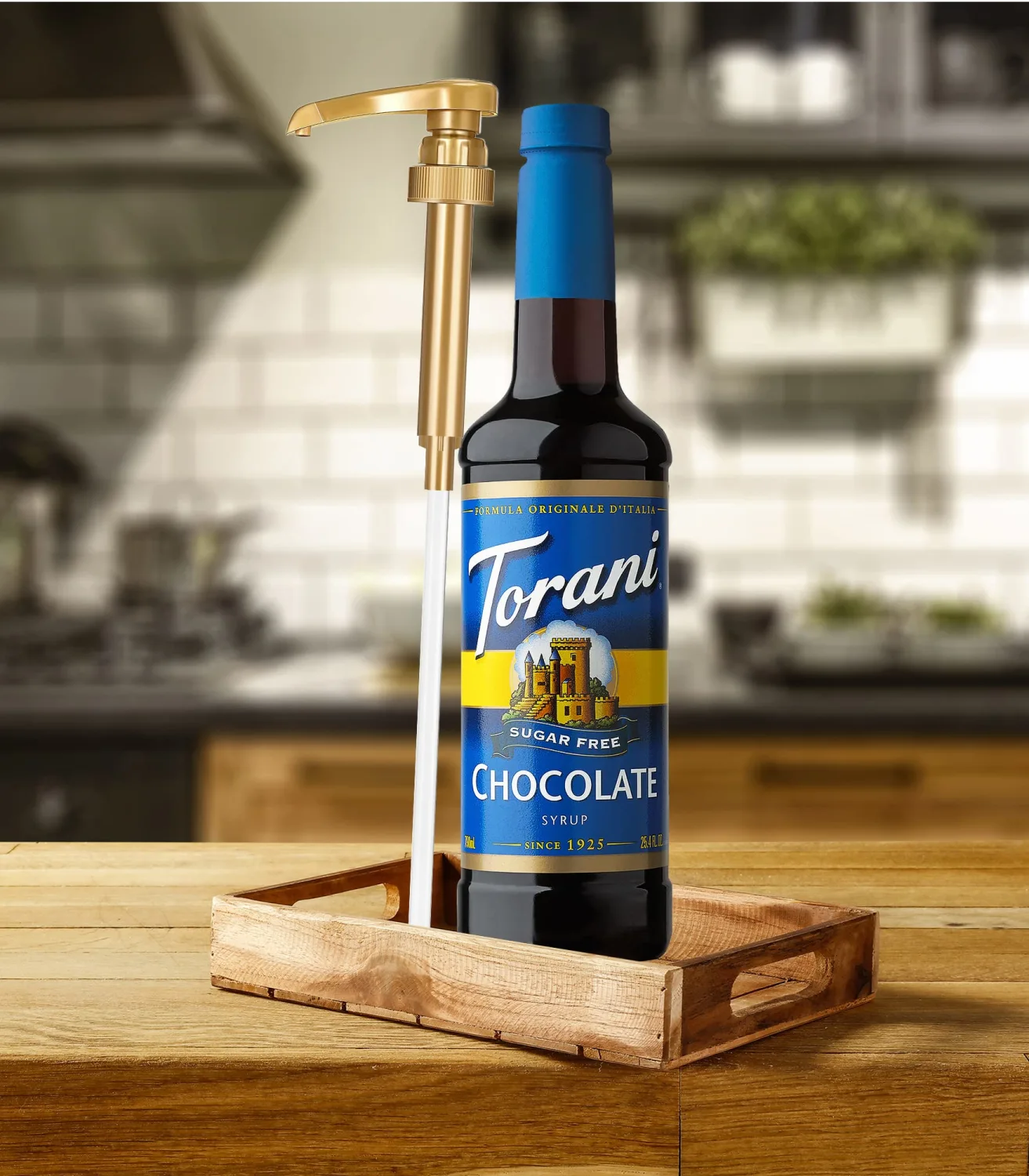 Torani Sugar Free Chocolate Syrup with Little Squirt Syrup Pump, 750ml
