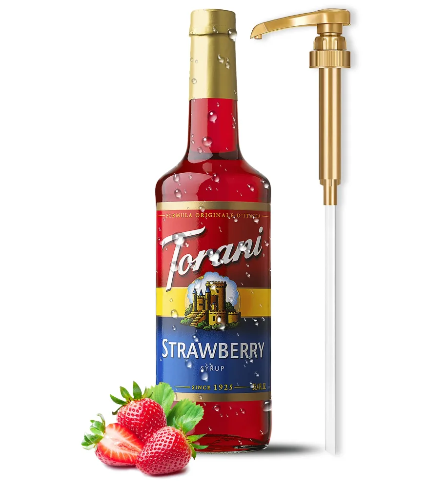 Torani Strawberry Syrup with Little Squirt Syrup Pump, 750ml 25.4 Ounces